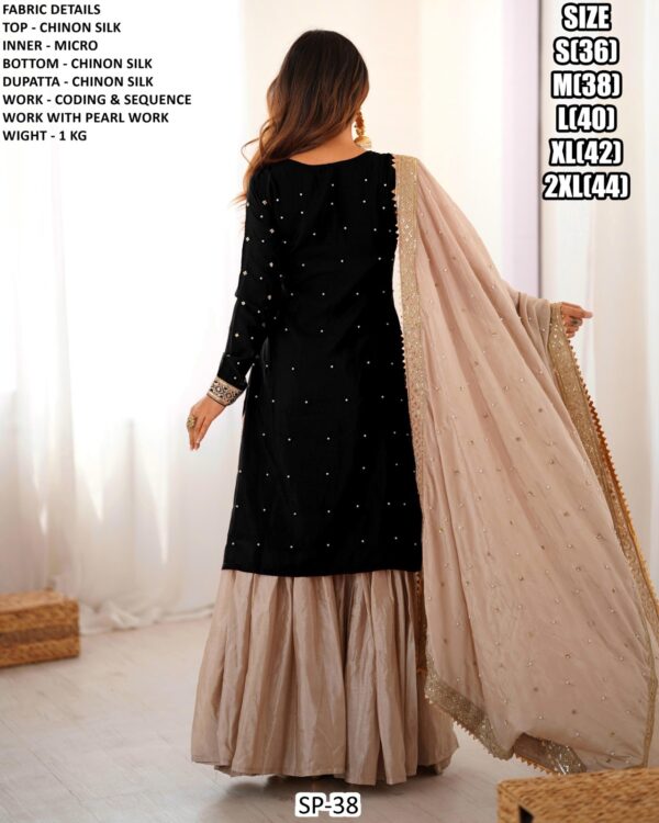 Chinon Silk Coding Sequence Work Gharara Dress Set