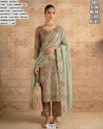 Pure Shimir Silk Embroidered Suit Set with Chiffon Dupatta for Women