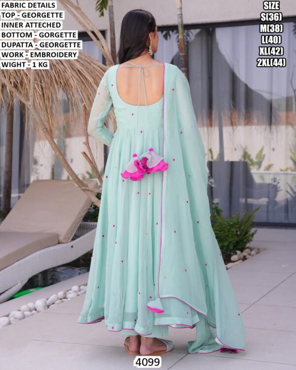 Designer Georgette Anarkali Dress with Embroidered Dupatta