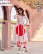 White Mul Cotton Printed Kurti Pant Set for Women with Inner – Stylish Casual Ethnic Wear