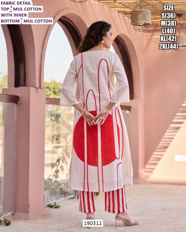White Mul Cotton Printed Kurti Pant Set for Women with Inner – Stylish Casual Ethnic Wear