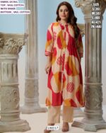 Mul Cotton Abstract Printed Kurti Pant Set for Women with Inner