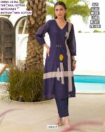 Women’s Mul Cotton Kurti Pant Set with Polka Dots and Floral Print