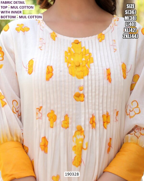 Premium Cotton Kurti Pant Set for Women with Floral Border Print