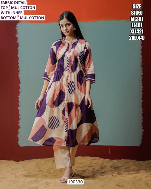 Women’s Mul Cotton Designer Kurti Pant Set Or Cord Set With Inner – Trendy Printed Ethnic Collection