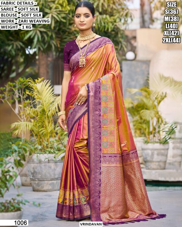 Premium Soft Silk Saree with Copper Tone Pallu and Woven Blouse