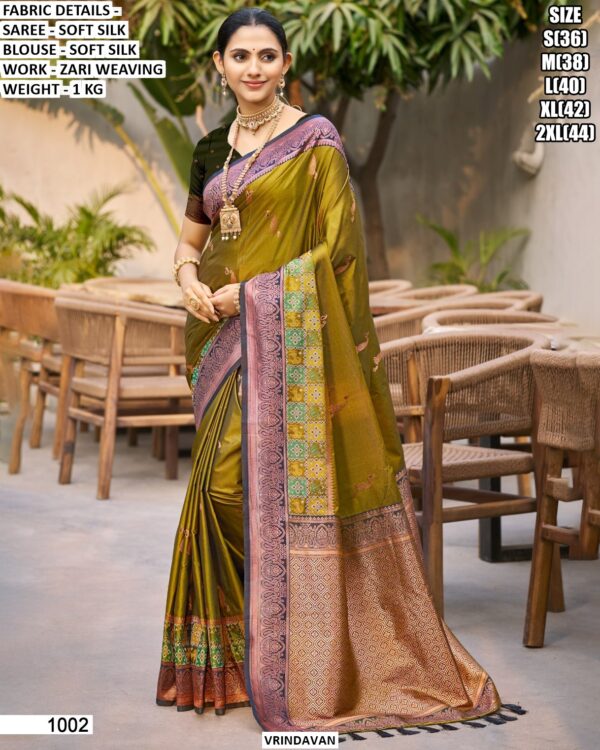 Premium Soft Silk Saree with Copper Tone Pallu and Woven Blouse