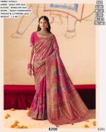 Women’s Designer Dola Zari Silk Saree with Embroidered Banglori Silk Blouse