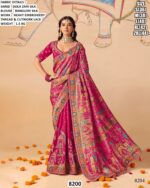 Women’s Designer Dola Zari Silk Saree with Embroidered Banglori Silk Blouse