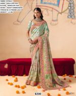 Women’s Designer Dola Zari Silk Saree with Embroidered Banglori Silk Blouse