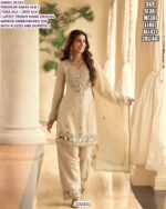 Women’s Premium Simar Silk Embroidered Mirror Work Kurta Palazzo Dupatta Set