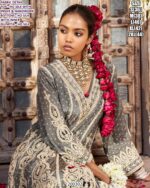 Women’s Grey Ho Silk Designer Sharara Set with Handwork and Dupatta