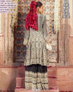 Women’s Grey Ho Silk Designer Sharara Set with Handwork and Dupatta