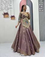 Women’s Designer Pure Silk Satin Lehenga Set with Thread and Sequence Embroidery