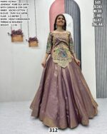 Women’s Designer Pure Silk Satin Lehenga Set with Thread and Sequence Embroidery