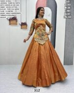 Women’s Designer Pure Silk Satin Lehenga Set with Thread and Sequence Embroidery