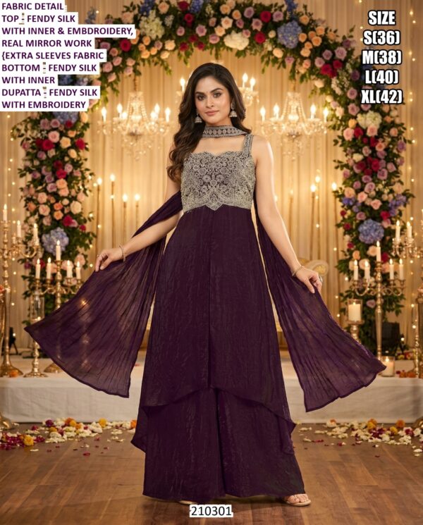 Women’s Fendy Silk Suit Set with Embroidery, Beads Work and Dupatta