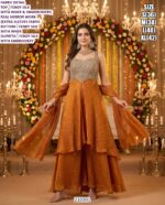 Women’s Fendy Silk Suit Set with Embroidery, Beads Work and Dupatta