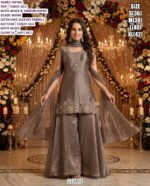 Designer Festive Palazzo Suit in Fendy Silk with Embroidered Kurta and Soft Net Dupatta