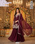 Designer Festive Palazzo Suit in Fendy Silk with Embroidered Kurta and Soft Net Dupatta