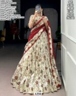 Women’s Designer Tasar Silk Lehenga Set in Magenta with Gilded Motif Foil Print