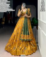 Women’s Designer Tasar Silk Lehenga Set in Magenta with Gilded Motif Foil Print