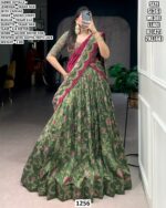 Women’s Designer Tasar Silk Lehenga Set in Magenta with Gilded Motif Foil Print