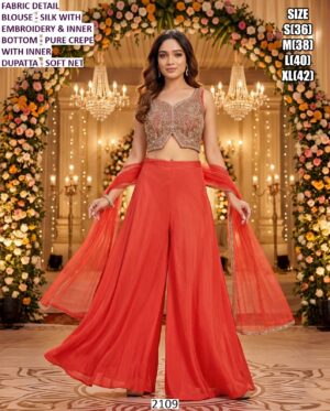 Women’s Premium Embroidered Palazzo Suit Set with Dupatta – Festive Ethnic Wear