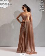 Women’s Designer Satin Silk Saree In Blush With Handwork Blouse