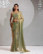 Women’s Designer Satin Silk Saree In Blush With Handwork Blouse