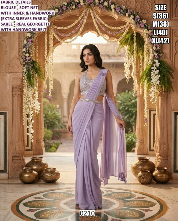 Real Georgette Saree with Handwork Belt and Soft Net Blouse for Women