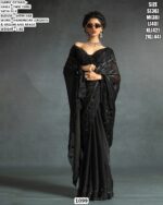 Elegent Satin Silk Saree with Sequence Beads and Handworked Choli