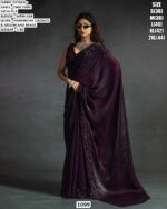 Elegent Satin Silk Saree with Sequence Beads and Handworked Choli