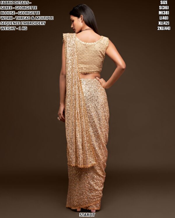 Georgette Sequin Embroidered Saree For Women – Party Wear Glam Look