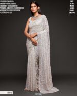 Georgette Sequin Embroidered Saree For Women – Party Wear Glam Look