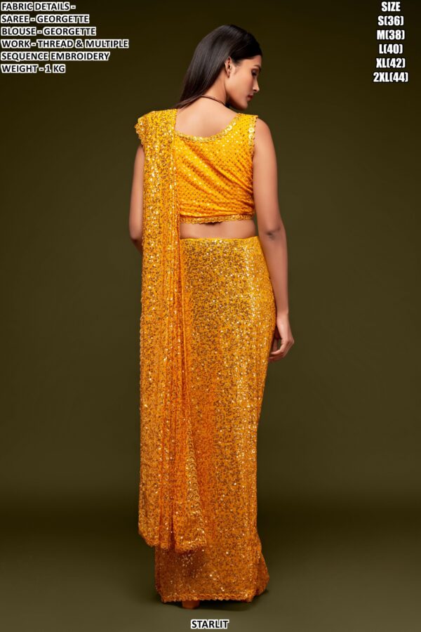 Georgette Sequin Embroidered Saree For Women – Party Wear Glam Look