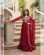 Faux Blooming Embroidered Anarkali Suit With Dupatta For Women