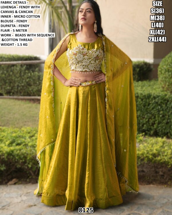 Women’s Designer Fendy Lehenga Set with Cotton Thread Embroidery