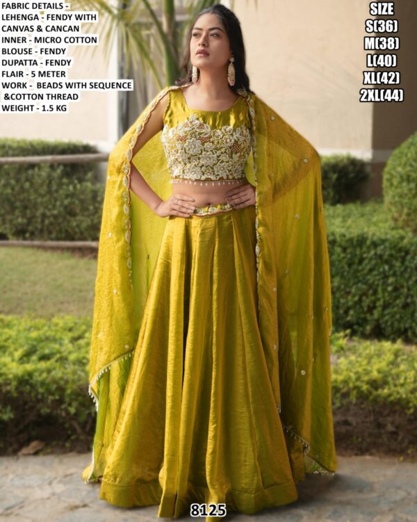 Women’s Designer Fendy Lehenga Set with Cotton Thread Embroidery