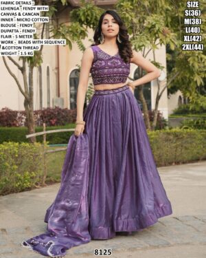 Women’s Designer Fendy Lehenga Set with Cotton Thread Embroidery