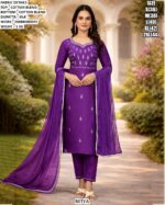 Elegant Embroidered Ethnic Suit Set For Women With Silk Dupatta