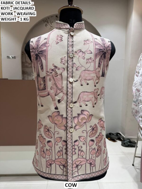 Men’s Ethnic Jacquard Koti with Woven Heritage Print