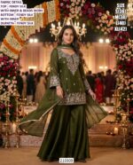 Elegant Party Wear Palazzo Suit In Fendy Silk With Embroidered Kurta And Dupatta