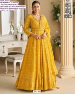 Women’s Premium Real Georgette Anarkali Dress With Heavy Chikankari Embroidery