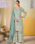 Elegant Party Wear Palazzo Suit In Real Georgette With Embroidery