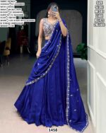 Royal Blue Kashmiri Lehenga Choli With Dupatta For Women