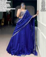 Royal Blue Kashmiri Lehenga Choli With Dupatta For Women
