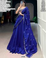 Royal Blue Kashmiri Lehenga Choli With Dupatta For Women