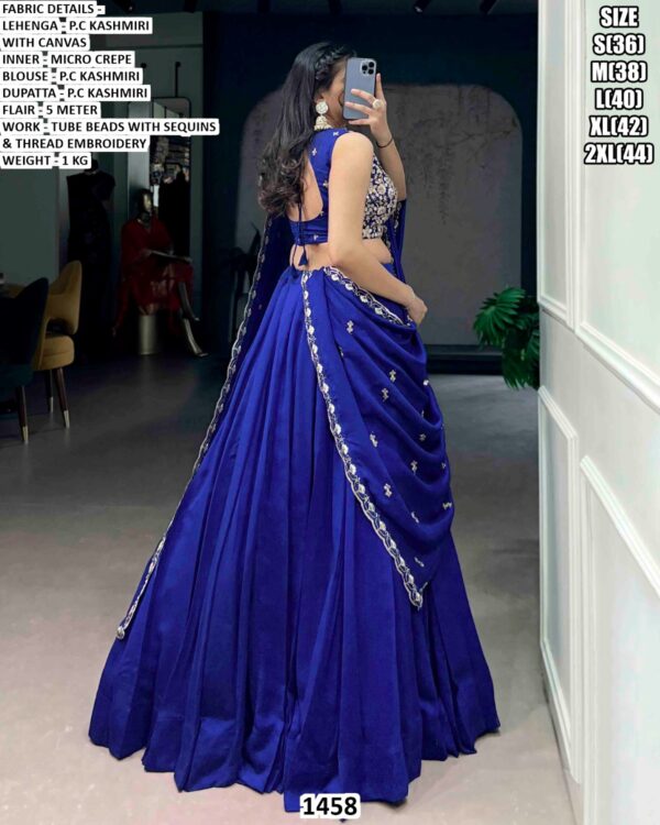 Royal Blue Kashmiri Lehenga Choli With Dupatta For Women