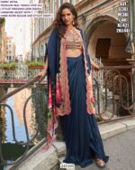 French Crepe Silk Digital Print Jacket Dhoti Set For Women